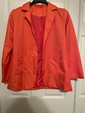 Women's Orange Open-Front Blazer Jacket